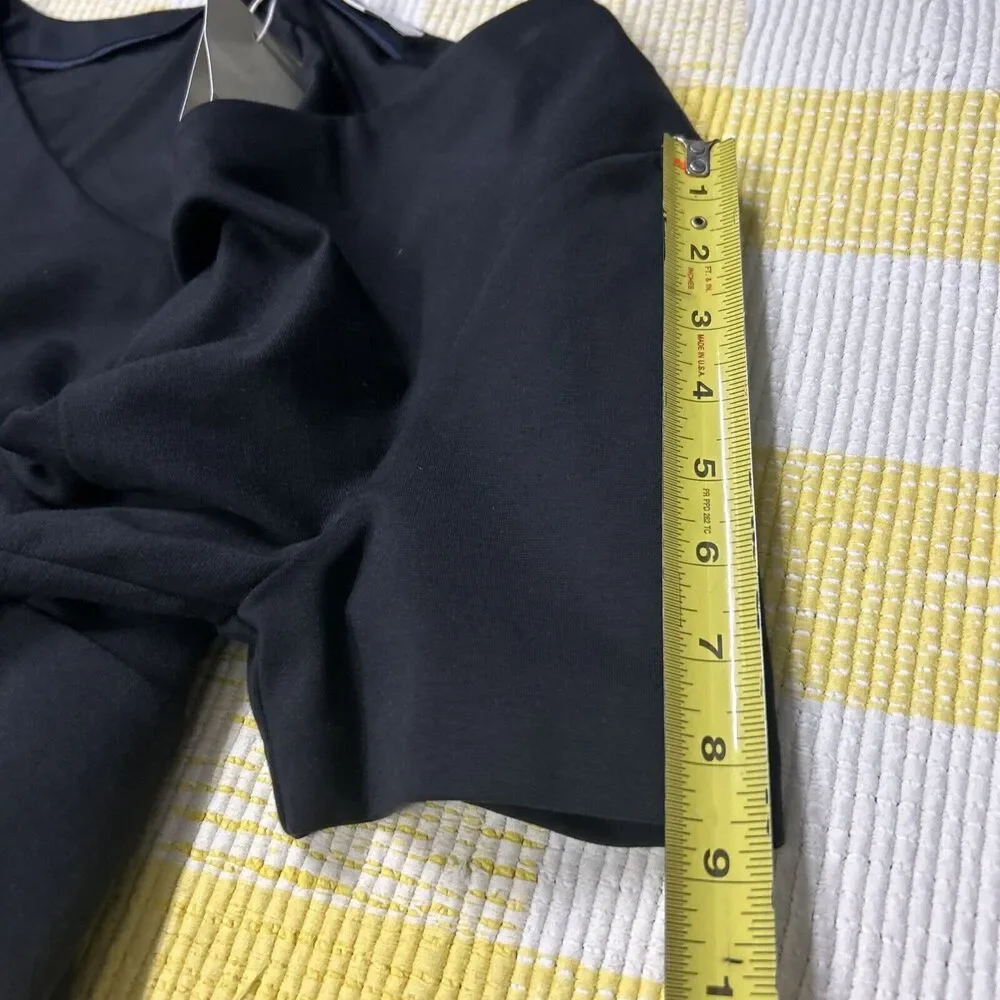 Boden Women Madison Ponte Dress Knee Length Black  Sz 12 V Neck Shirred NWT